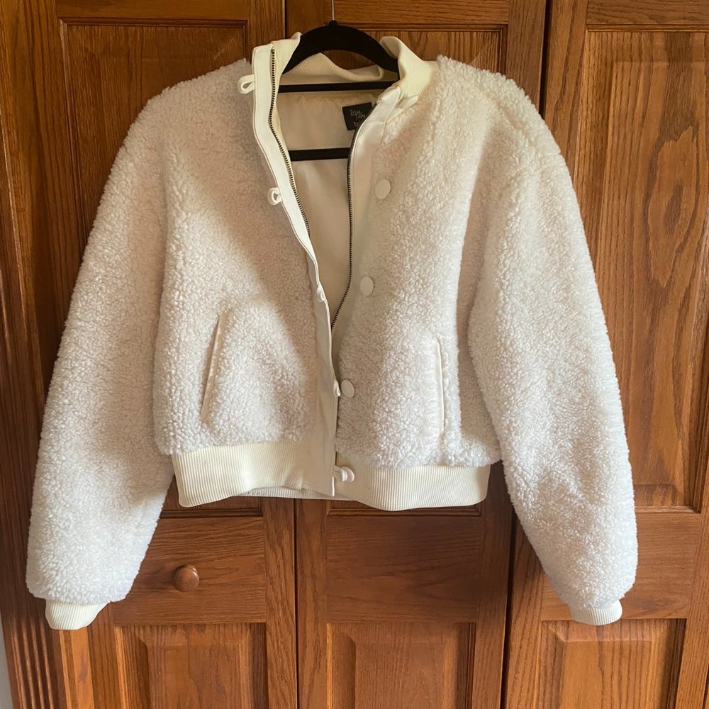 Becca Tilley x Cropped Faux-Fur Bomber Jacket
